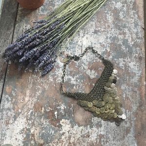 Bronze coin statement necklace